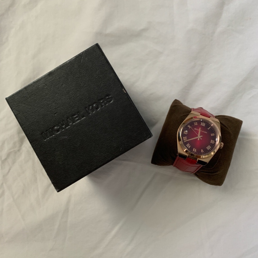 Michael Kors red watch.